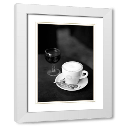 Paris Cafe No. 24 White Modern Wood Framed Art Print with Double Matting by Okula, Carina
