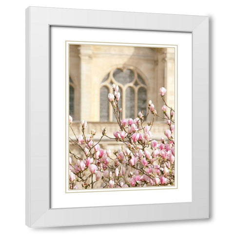 Spring Magnolias In Paris White Modern Wood Framed Art Print with Double Matting by Okula, Carina
