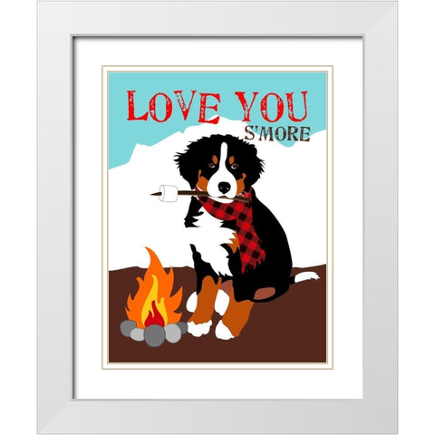 Bernese Mountain Dog - Love You SMore White Modern Wood Framed Art Print with Double Matting by Oliphant, Ginger