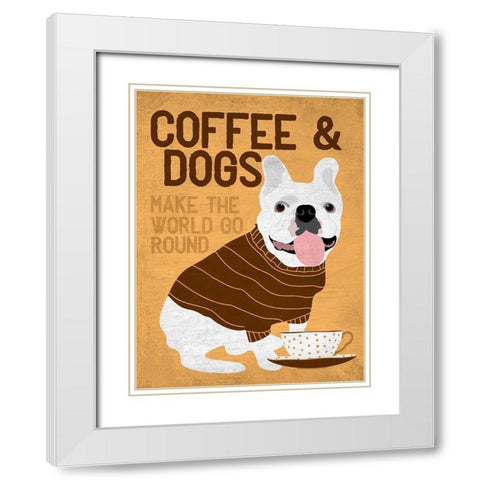 Coffee and Dogs French Bulldog White Modern Wood Framed Art Print with Double Matting by Oliphant, Ginger