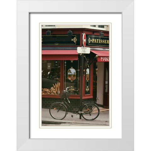 Baguettes and a Bike White Modern Wood Framed Art Print with Double Matting by Okula, Carina
