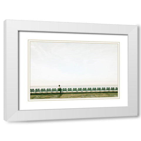 Beach Solitaire White Modern Wood Framed Art Print with Double Matting by Okula, Carina