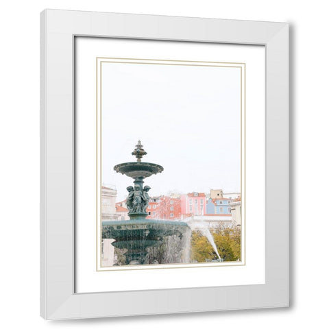 Mermaid Fountain White Modern Wood Framed Art Print with Double Matting by Okula, Carina