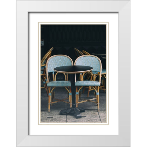 Perfect Paris People Watching Cafe White Modern Wood Framed Art Print with Double Matting by Okula, Carina