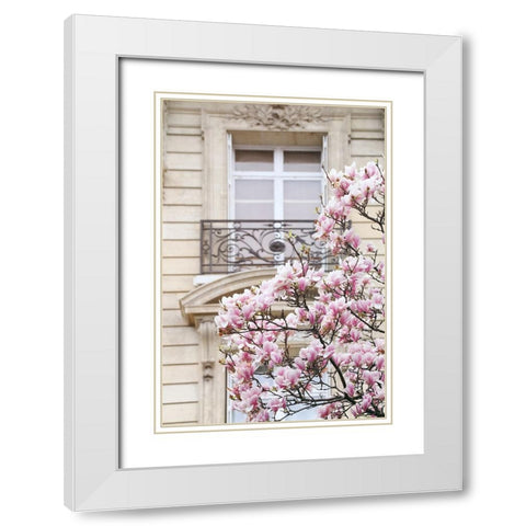 Spring Magnolias in Paris White Modern Wood Framed Art Print with Double Matting by Okula, Carina