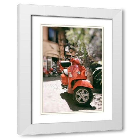 When in Rome Ride A Vespa White Modern Wood Framed Art Print with Double Matting by Okula, Carina