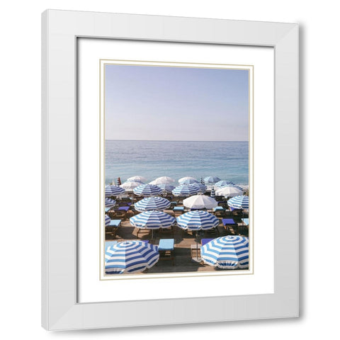 French Riviera Sea Stripes White Modern Wood Framed Art Print with Double Matting by Okula, Carina