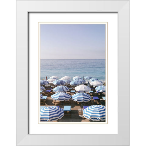 French Riviera Sea Stripes White Modern Wood Framed Art Print with Double Matting by Okula, Carina