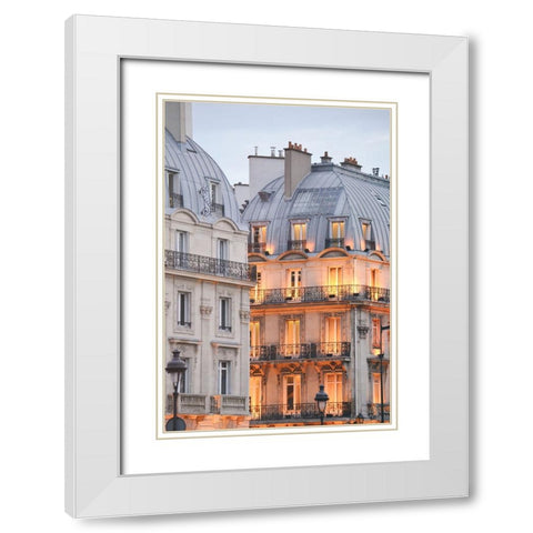 Golden Glow in The City of Light White Modern Wood Framed Art Print with Double Matting by Okula, Carina
