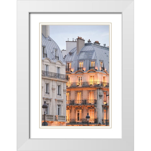 Golden Glow in The City of Light White Modern Wood Framed Art Print with Double Matting by Okula, Carina