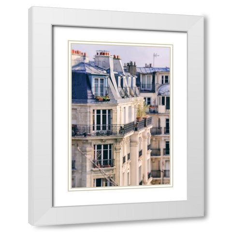 The Paris Apartment View White Modern Wood Framed Art Print with Double Matting by Okula, Carina