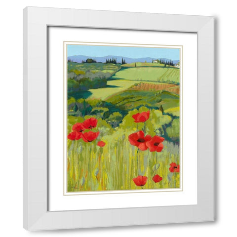 Field of Poppies White Modern Wood Framed Art Print with Double Matting by Parsons, Jane Henry