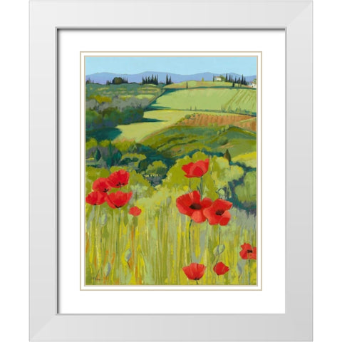 Field of Poppies White Modern Wood Framed Art Print with Double Matting by Parsons, Jane Henry