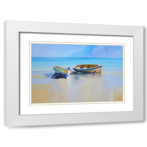 Afternoon Gulls White Modern Wood Framed Art Print with Double Matting by Penny, Craig Trewin