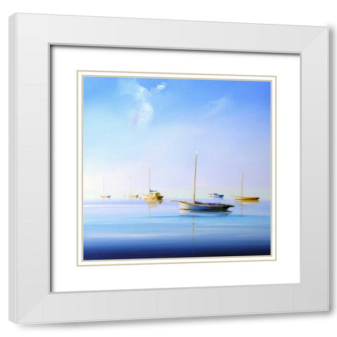 Blue Couta 2 White Modern Wood Framed Art Print with Double Matting by Penny, Craig Trewin