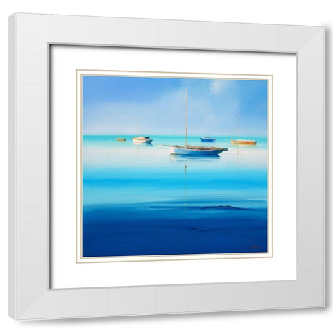 Blue Couta White Modern Wood Framed Art Print with Double Matting by Penny, Craig Trewin