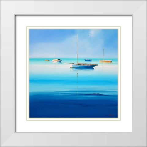 Blue Couta White Modern Wood Framed Art Print with Double Matting by Penny, Craig Trewin