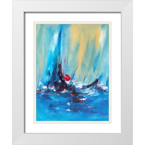 Aurora White Modern Wood Framed Art Print with Double Matting by Parsons, Sarah