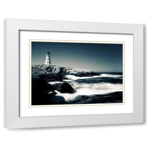Lighthouse, Peggys Cove White Modern Wood Framed Art Print with Double Matting by Pollard, David W.