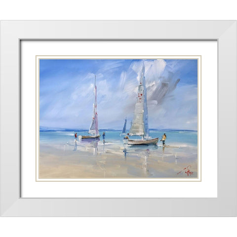 Aspendale Racers White Modern Wood Framed Art Print with Double Matting by Penny, Craig Trewin