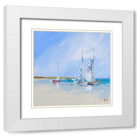 Aspendale Sails White Modern Wood Framed Art Print with Double Matting by Penny, Craig Trewin