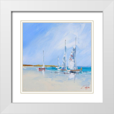 Aspendale Sails White Modern Wood Framed Art Print with Double Matting by Penny, Craig Trewin