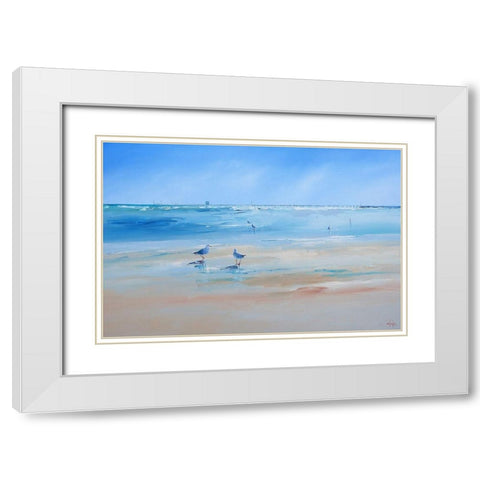 Late Gulls White Modern Wood Framed Art Print with Double Matting by Penny, Craig Trewin