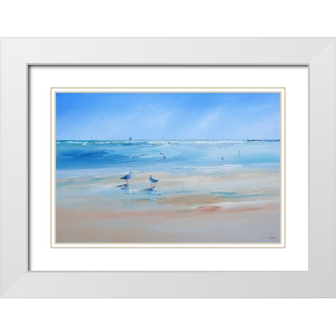 Late Gulls White Modern Wood Framed Art Print with Double Matting by Penny, Craig Trewin