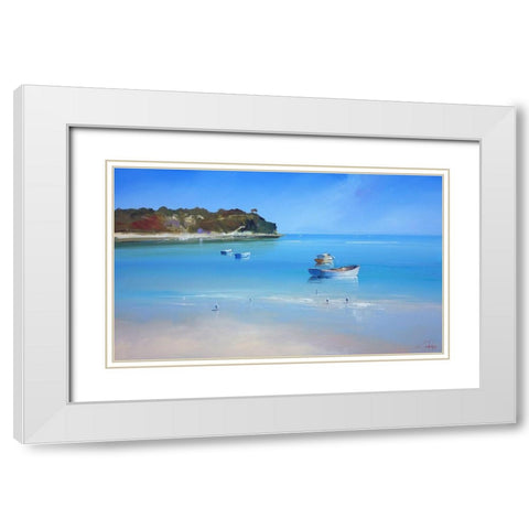 Low Tide Sorrento White Modern Wood Framed Art Print with Double Matting by Penny, Craig Trewin