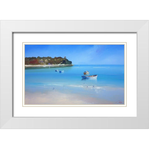 Low Tide Sorrento White Modern Wood Framed Art Print with Double Matting by Penny, Craig Trewin