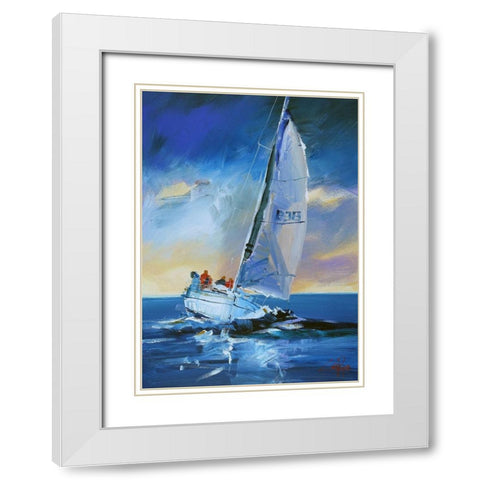 Night Sail White Modern Wood Framed Art Print with Double Matting by Penny, Craig Trewin