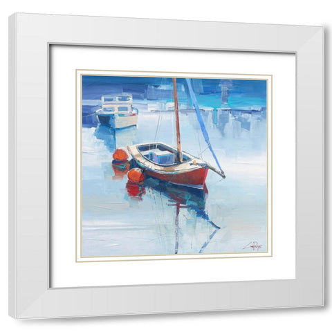 On the Creek White Modern Wood Framed Art Print with Double Matting by Penny, Craig Trewin