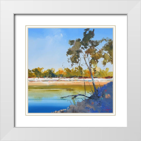 River Bank White Modern Wood Framed Art Print with Double Matting by Penny, Craig Trewin