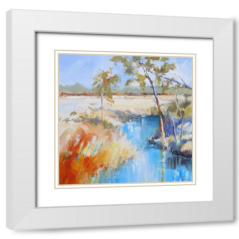 Summer Creek White Modern Wood Framed Art Print with Double Matting by Penny, Craig Trewin