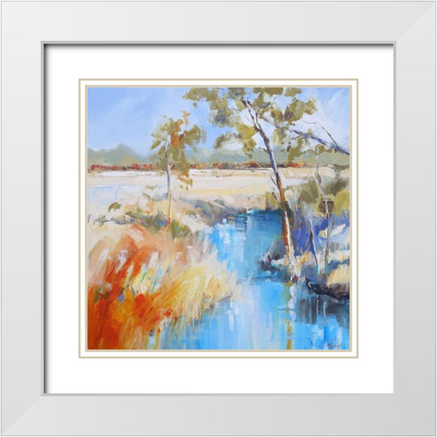 Summer Creek White Modern Wood Framed Art Print with Double Matting by Penny, Craig Trewin