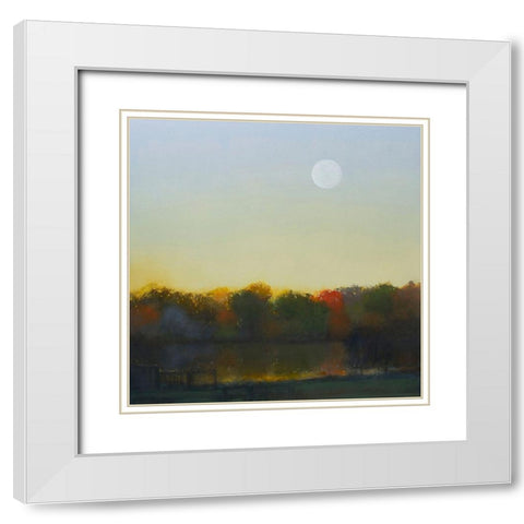 Moonrise-Footbridge at White Rock White Modern Wood Framed Art Print with Double Matting by Pannell, Cap