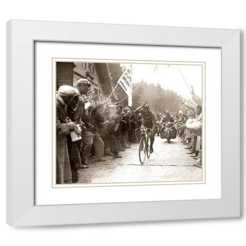 Bartali Wins White Modern Wood Framed Art Print with Double Matting by E Sports Presse