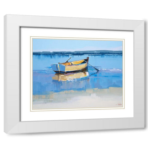 Aspendale Oars White Modern Wood Framed Art Print with Double Matting by Penny, Craig Trewin