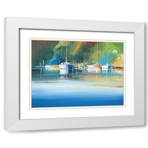 Light at Metung White Modern Wood Framed Art Print with Double Matting by Penny, Craig Trewin