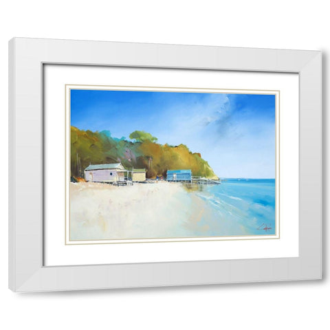 Walk on Shelly Beach White Modern Wood Framed Art Print with Double Matting by Penny, Craig Trewin