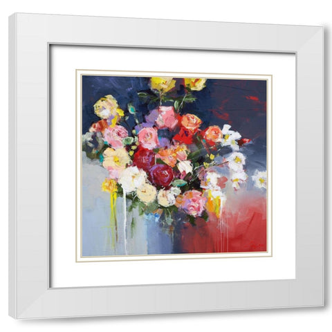 White Flowers White Modern Wood Framed Art Print with Double Matting by Penny, Craig Trewin