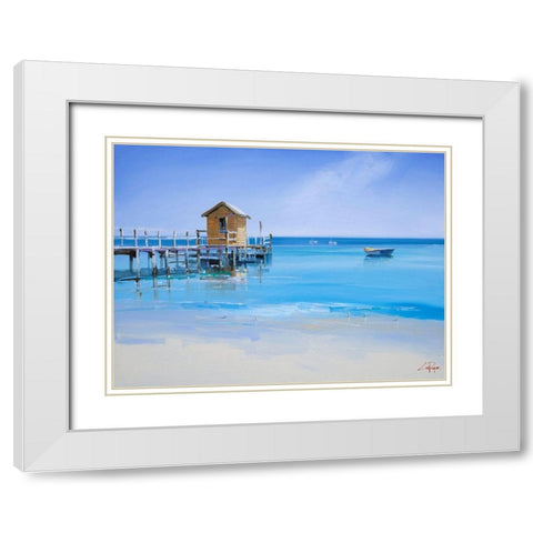 The Yellow Shed White Modern Wood Framed Art Print with Double Matting by Penny, Craig Trewin