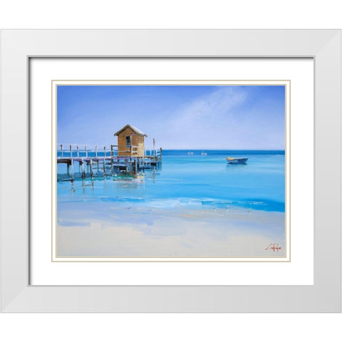 The Yellow Shed White Modern Wood Framed Art Print with Double Matting by Penny, Craig Trewin
