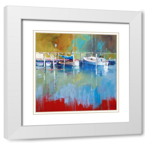 Masts at Metung White Modern Wood Framed Art Print with Double Matting by Penny, Craig Trewin
