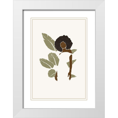 Boho Bird of Paradise Leaves I White Modern Wood Framed Art Print with Double Matting by Pont, Yuyu