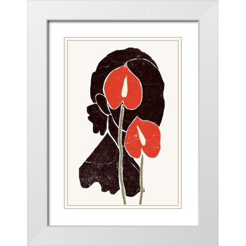 Anthurium White Modern Wood Framed Art Print with Double Matting by Pont, Yuyu
