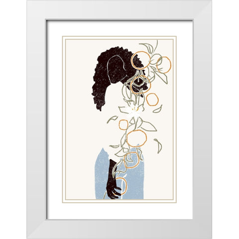 Orange Picking White Modern Wood Framed Art Print with Double Matting by Pont, Yuyu