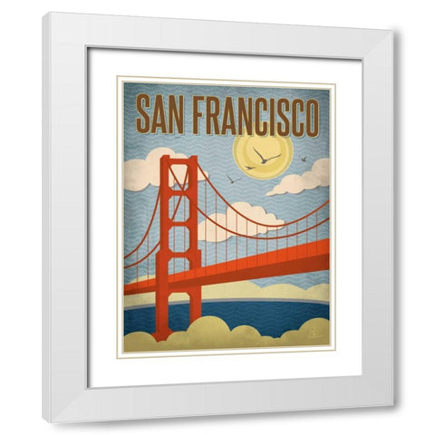 San Francisco Golden Gate Bridge White Modern Wood Framed Art Print with Double Matting by Pulve, Renee
