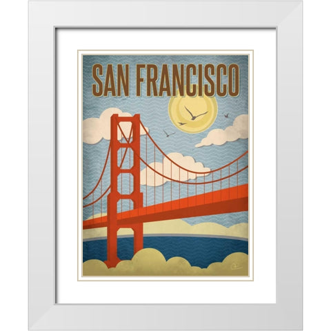San Francisco Golden Gate Bridge White Modern Wood Framed Art Print with Double Matting by Pulve, Renee