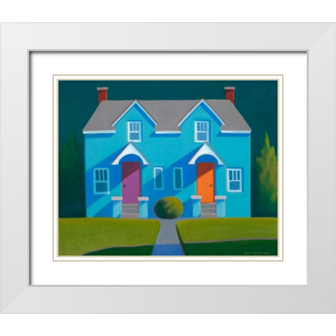 Blue House White Modern Wood Framed Art Print with Double Matting by Pettigrew, Martha